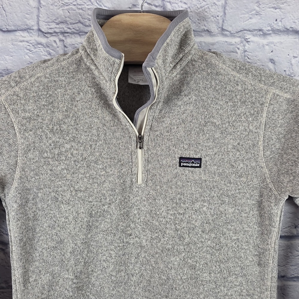Patagonia Women Gray Better Sweater Quarter 1/4 Zip Jacket‎ Pocket Size Medium